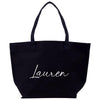 a black tote bag with the word lauren printed on it