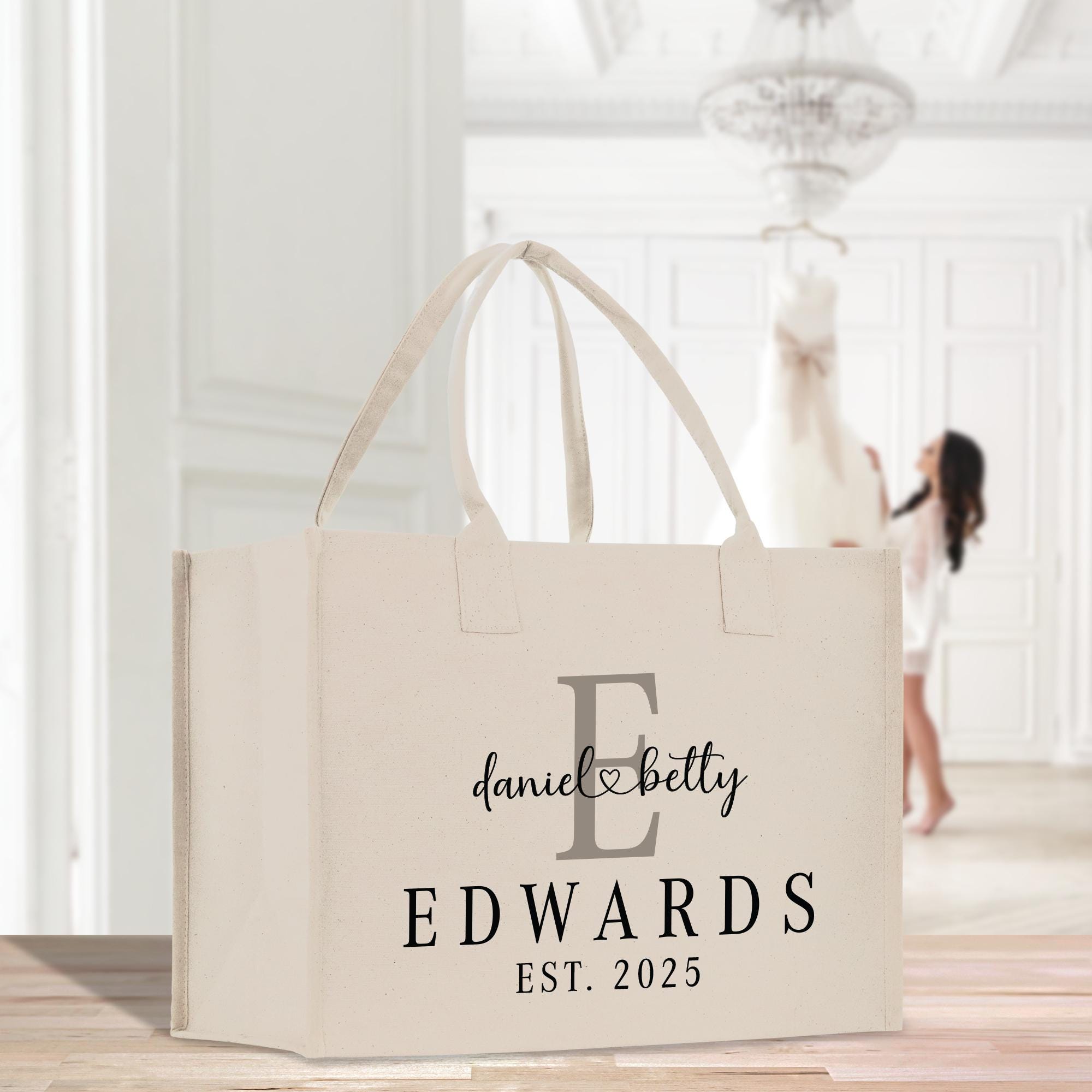 a white bag sitting on top of a wooden table