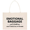 a white bag with black lettering on it