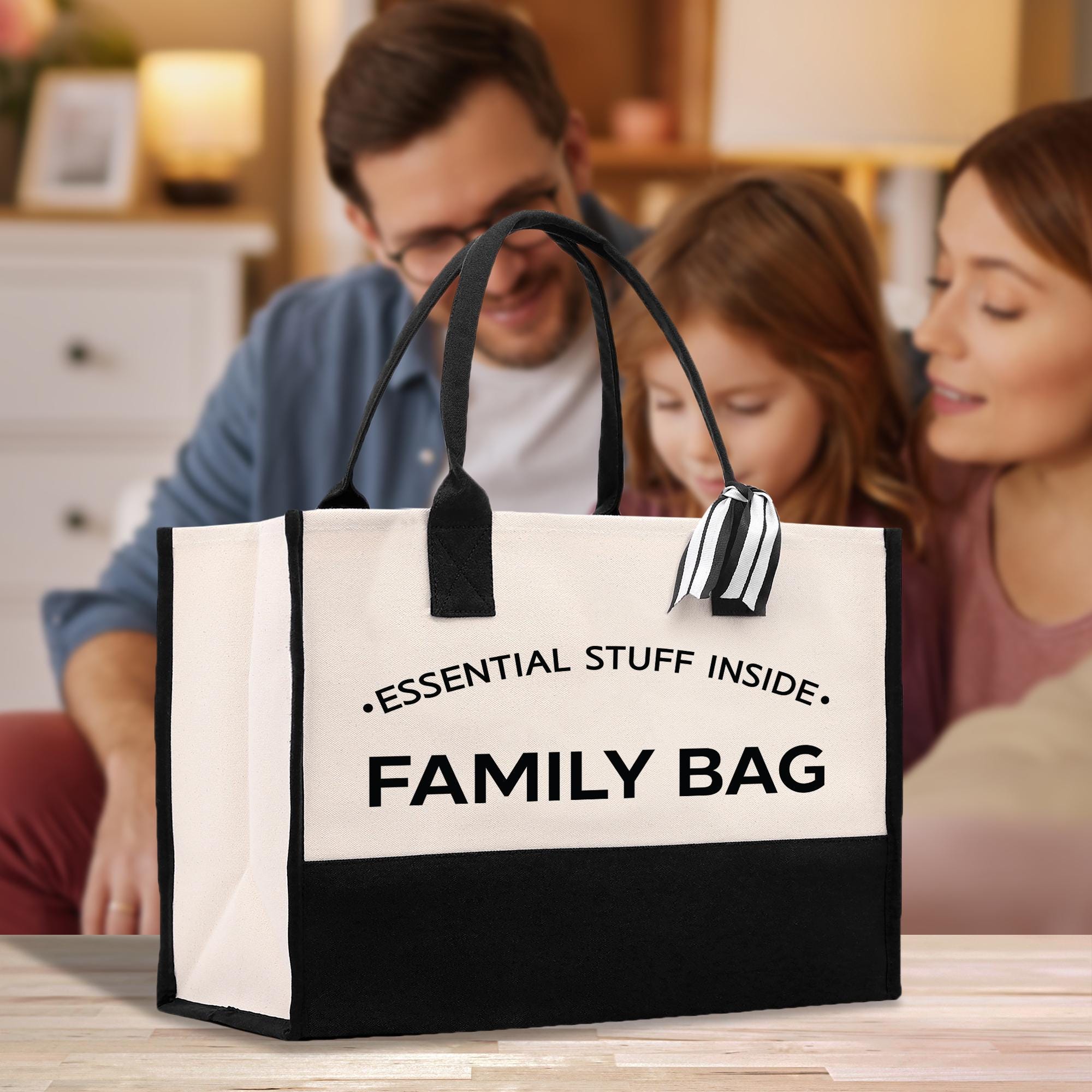 a man and a woman looking at a bag