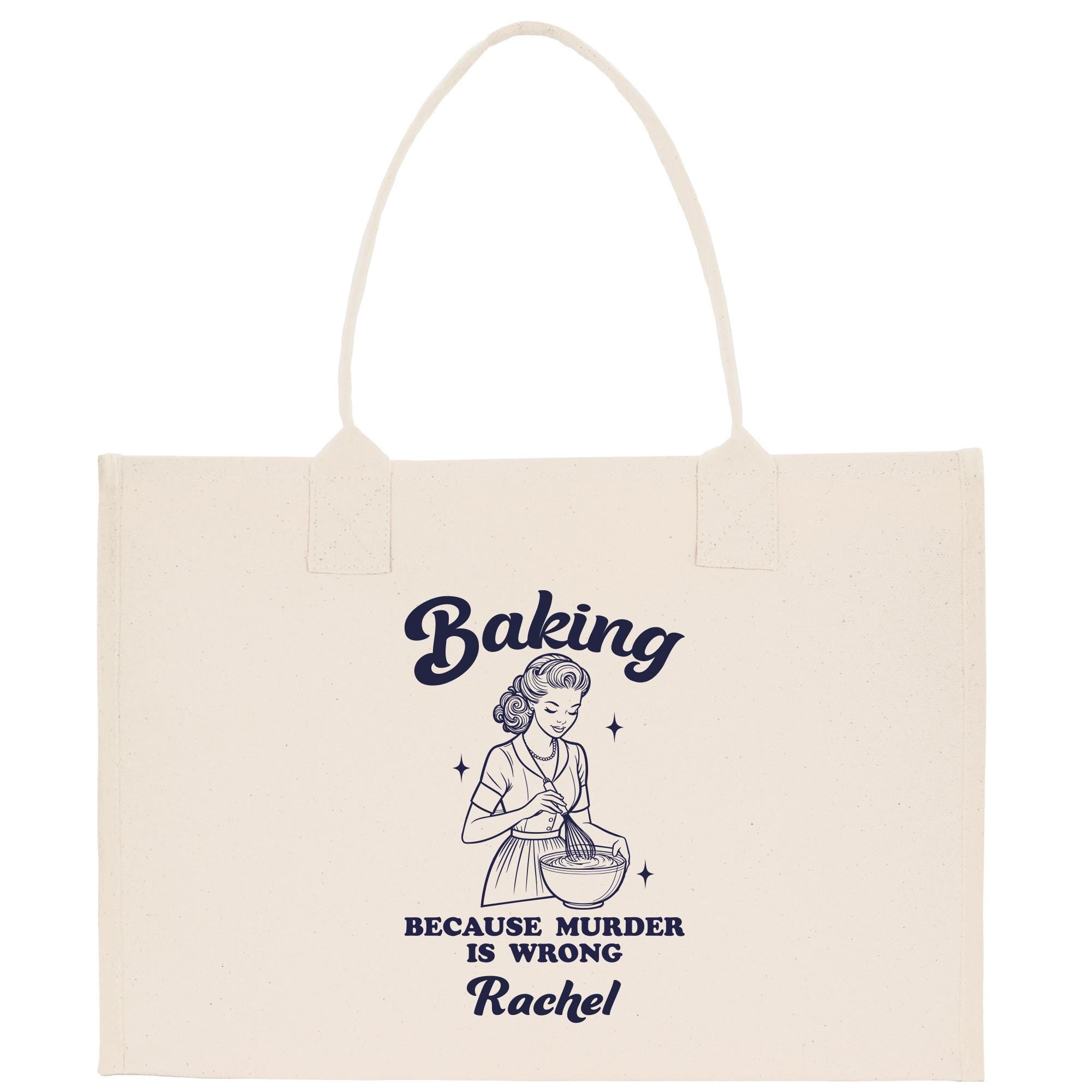 a white shopping bag with the words baking on it