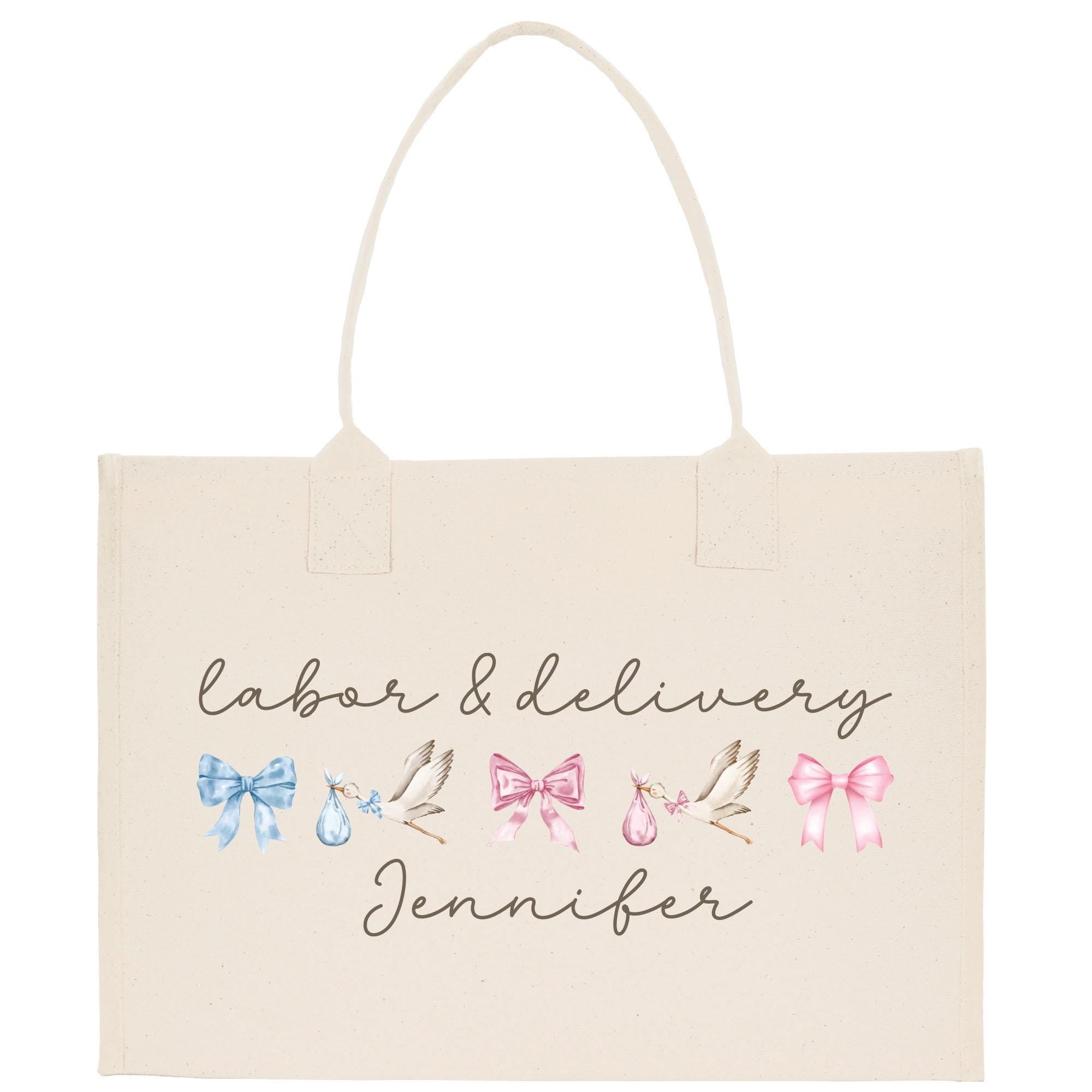 a white shopping bag with bows on it