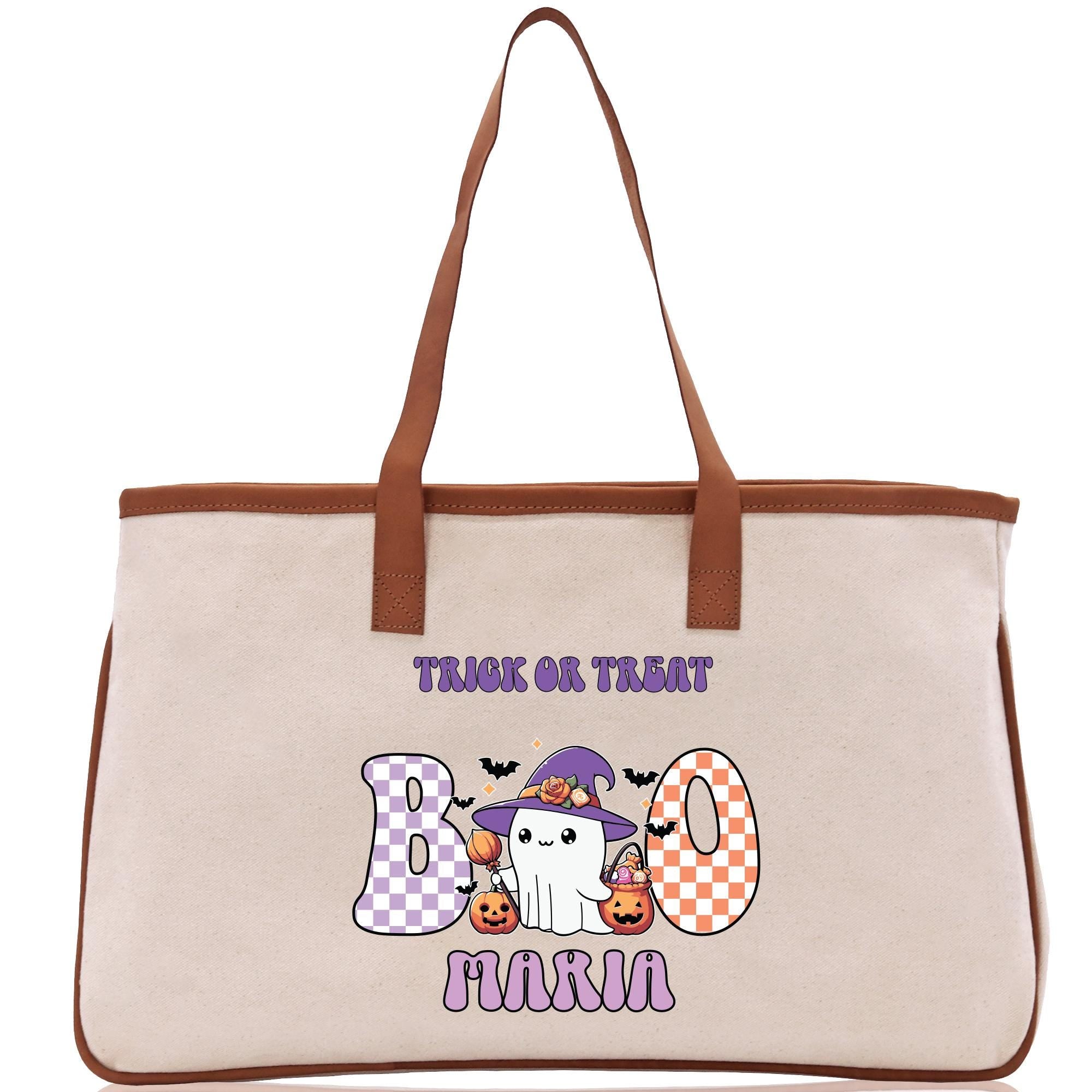 a canvas bag with a trick or treat design