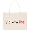 a bag with a picture of ambulances and a car