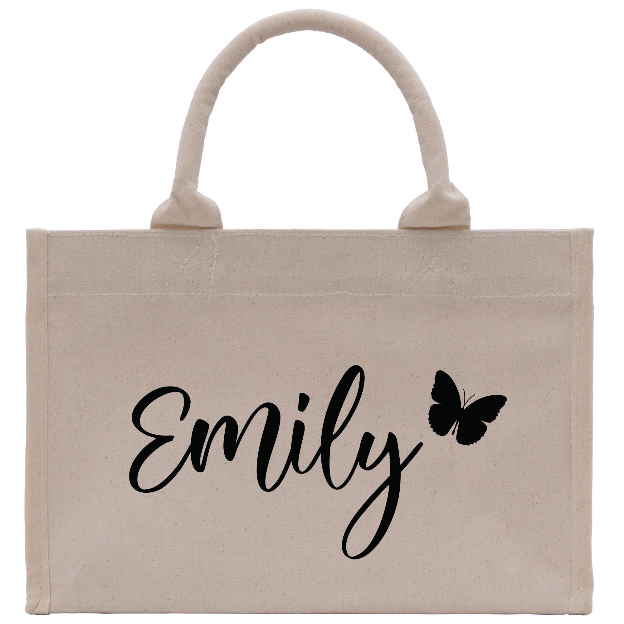 a canvas bag with a butterfly on it