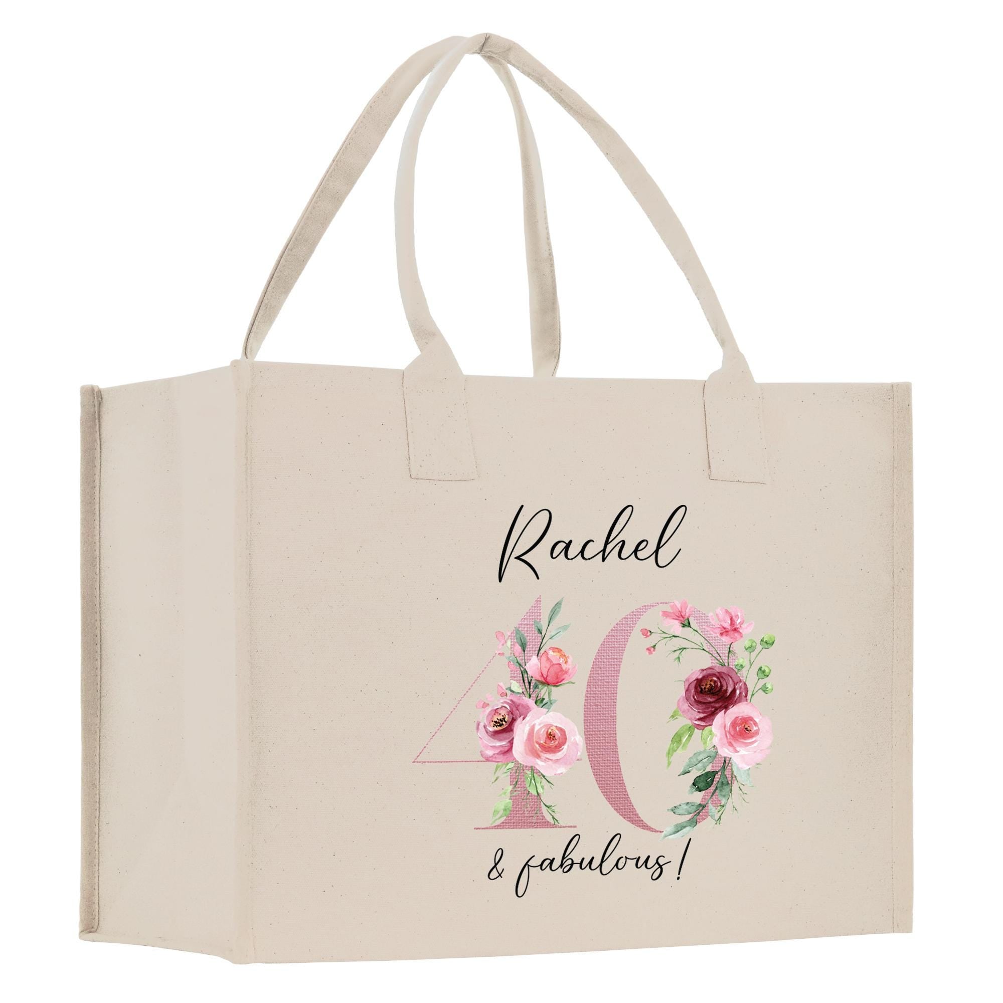 a white bag with a floral design on it