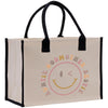 a white shopping bag with a smiley face on it
