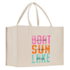 a white bag with the words boot sun lake printed on it