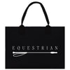 A black shopping bag with the word "EQUESTRIAN" printed on it.