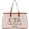 a canvas bag with a leopard print on it