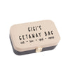 a white and black box with words on it