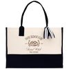 a black and white bag with a black and white striped handle