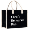 a black and white shopping bag with the words carol's rereasal bag