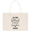 a canvas bag with a quote on it that says i'm not retired in