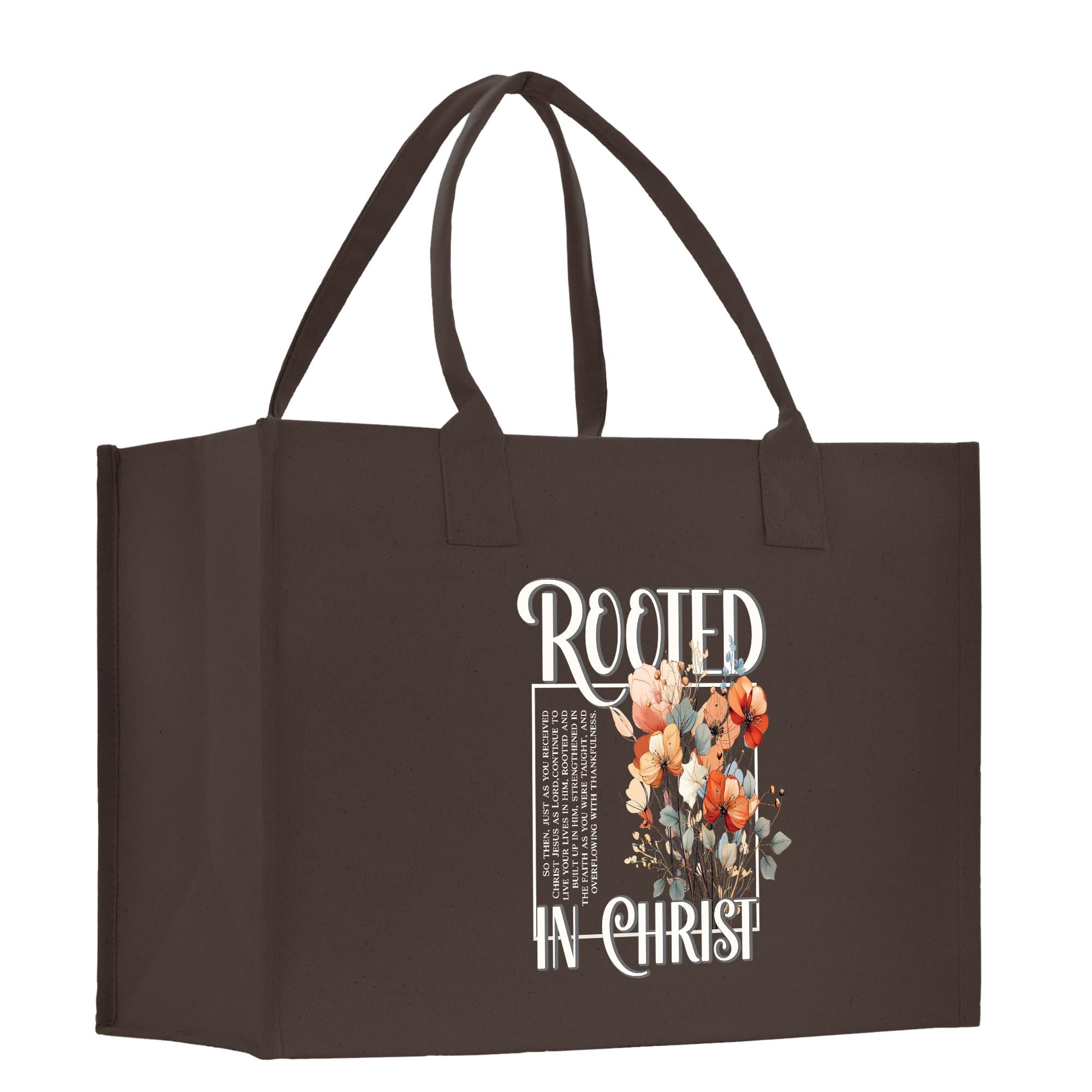 a brown bag with a picture of flowers on it