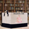 a paper bag with a picture of a stack of books on it