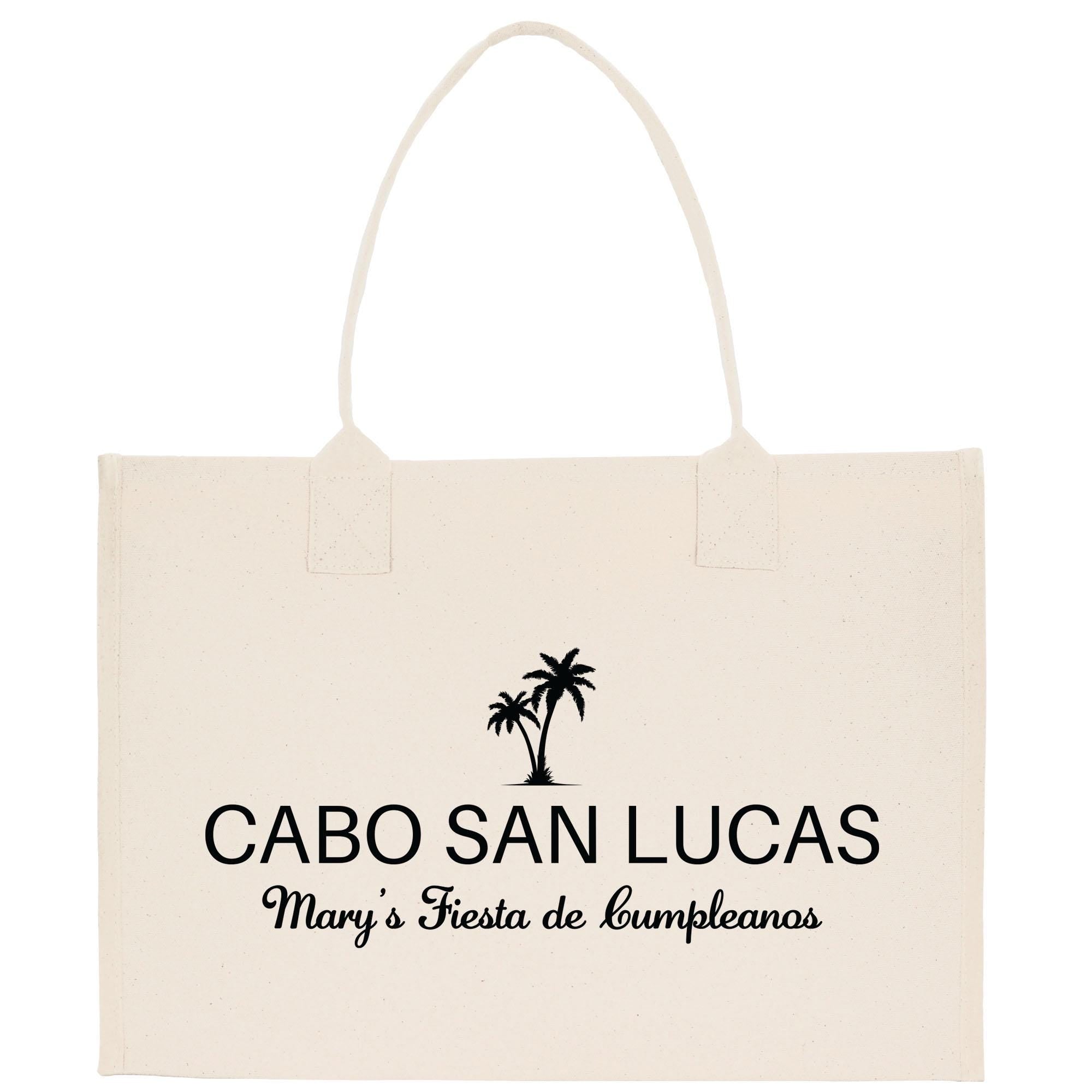 a white bag with a palm tree on it