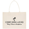 a white bag with a palm tree on it