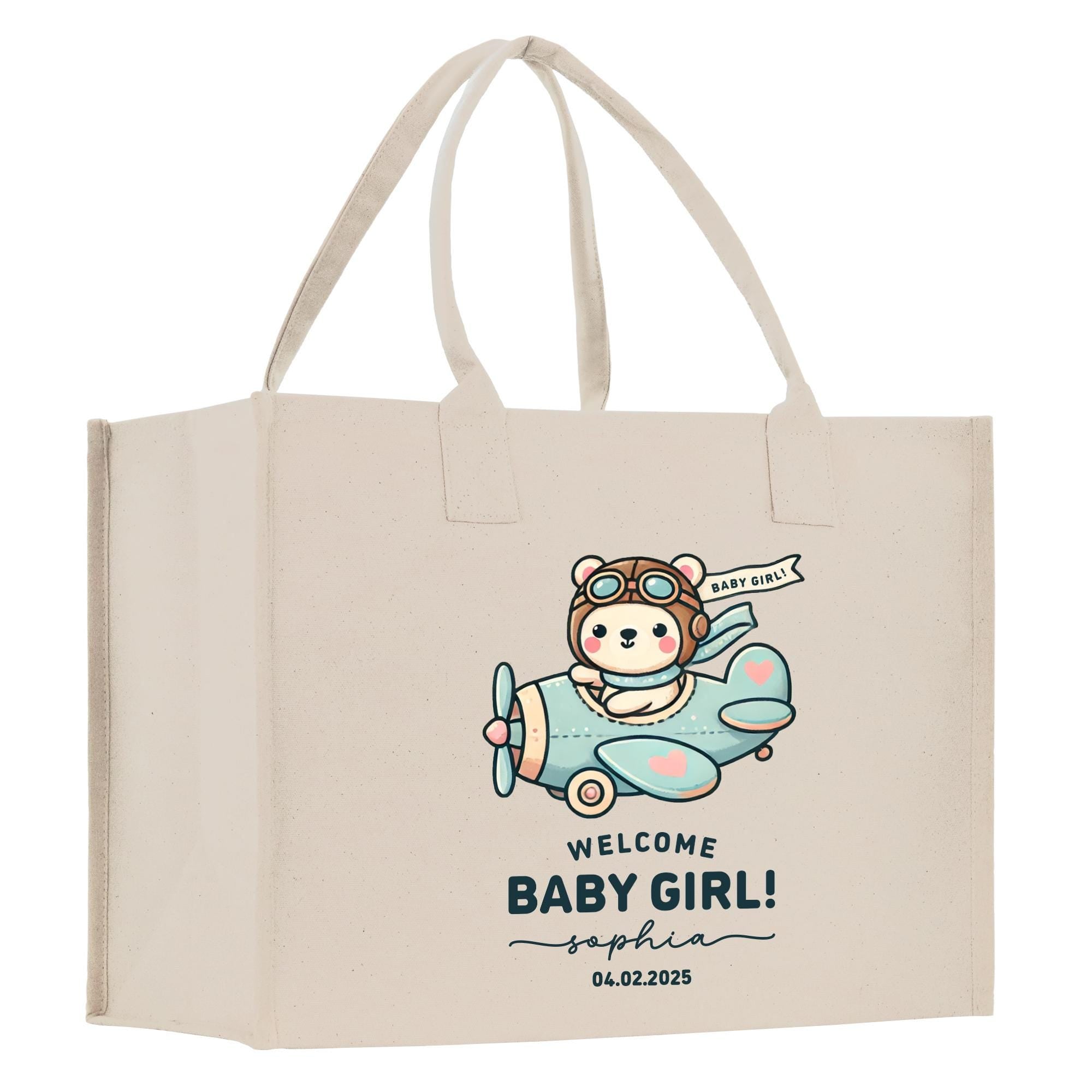 a white bag with a cartoon bear on it