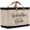a canvas tote bag with the words godmother of the bride printed on
