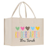 a white shopping bag with hearts on it