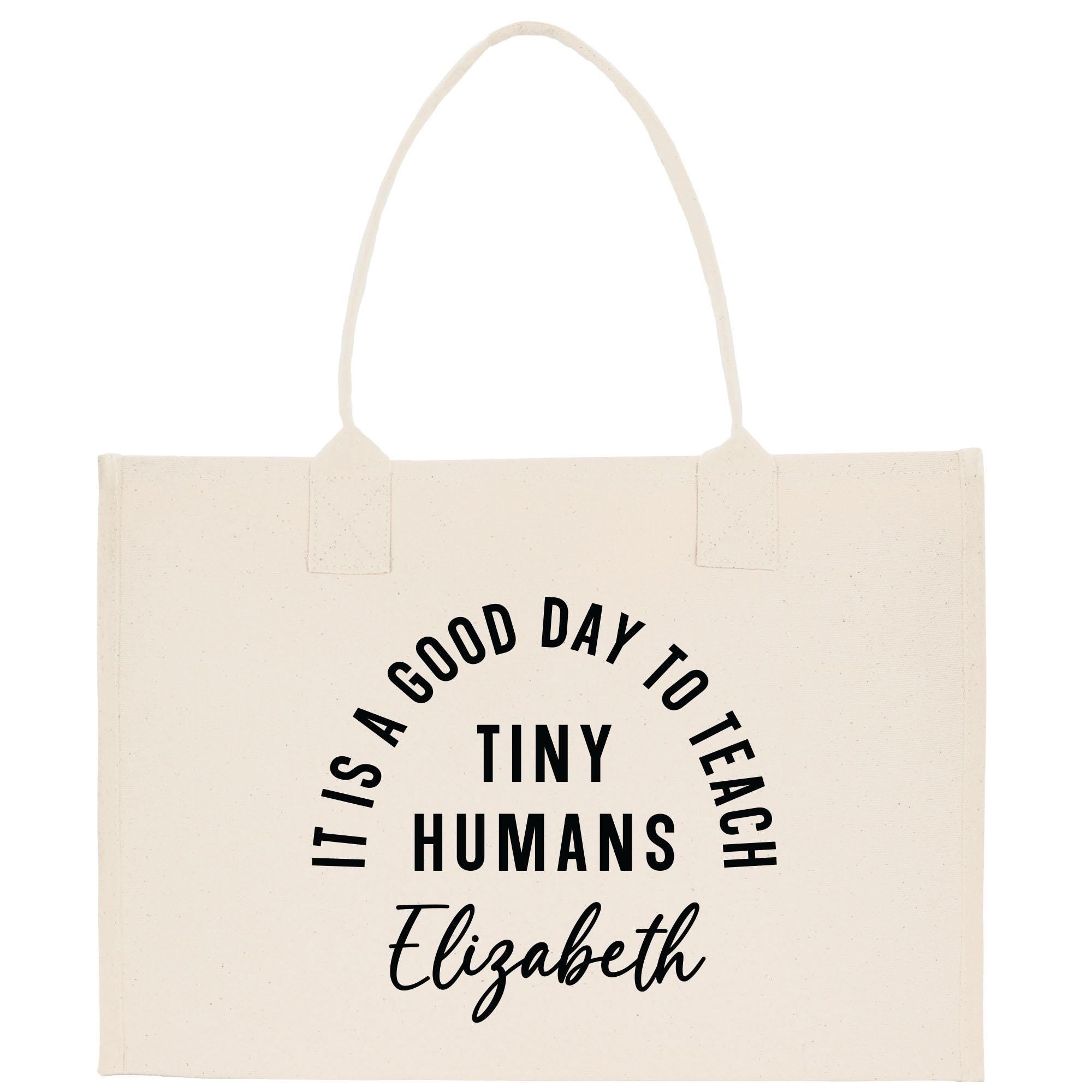 a white bag with black lettering on it