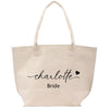 a white bag with the words charlotte on it