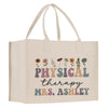 a white shopping bag with the words physical therapy mrs ashley printed on it