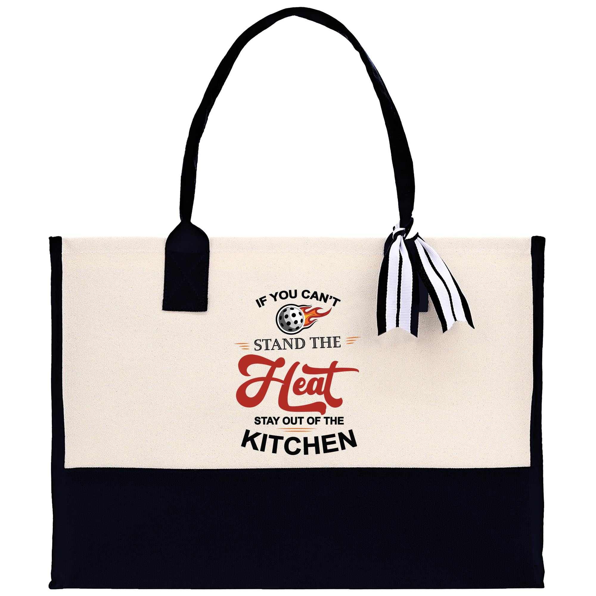 a white and black bag with a black handle