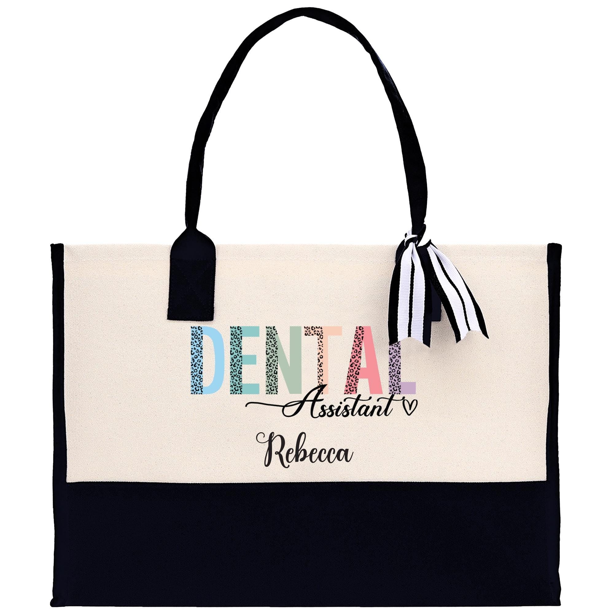a white and black bag with a black handle
