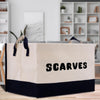 a canvas bag with the word scarves printed on it