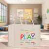 a white shopping bag with a play written on it