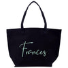 a black tote bag with the word frances on it
