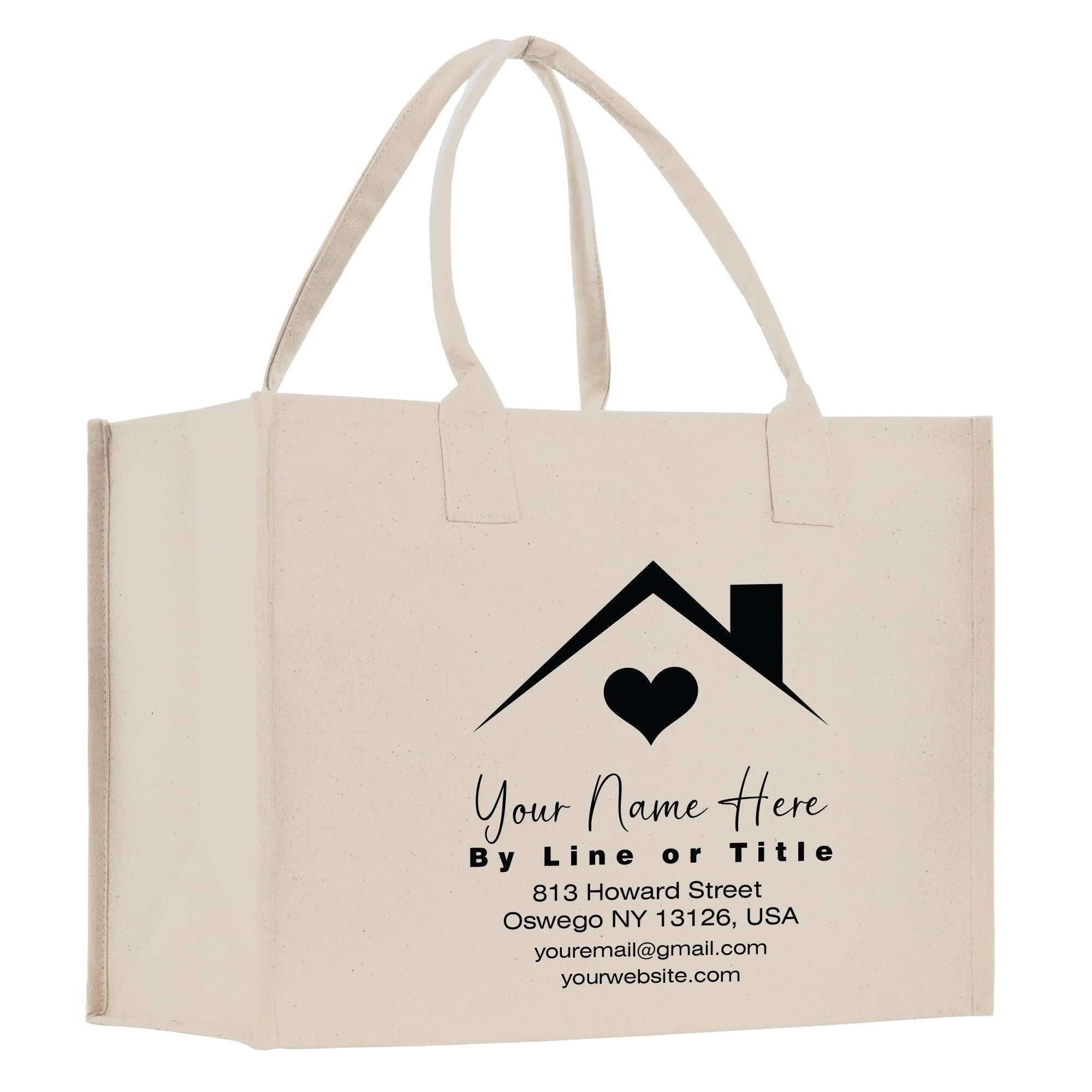 a white shopping bag with a house on it