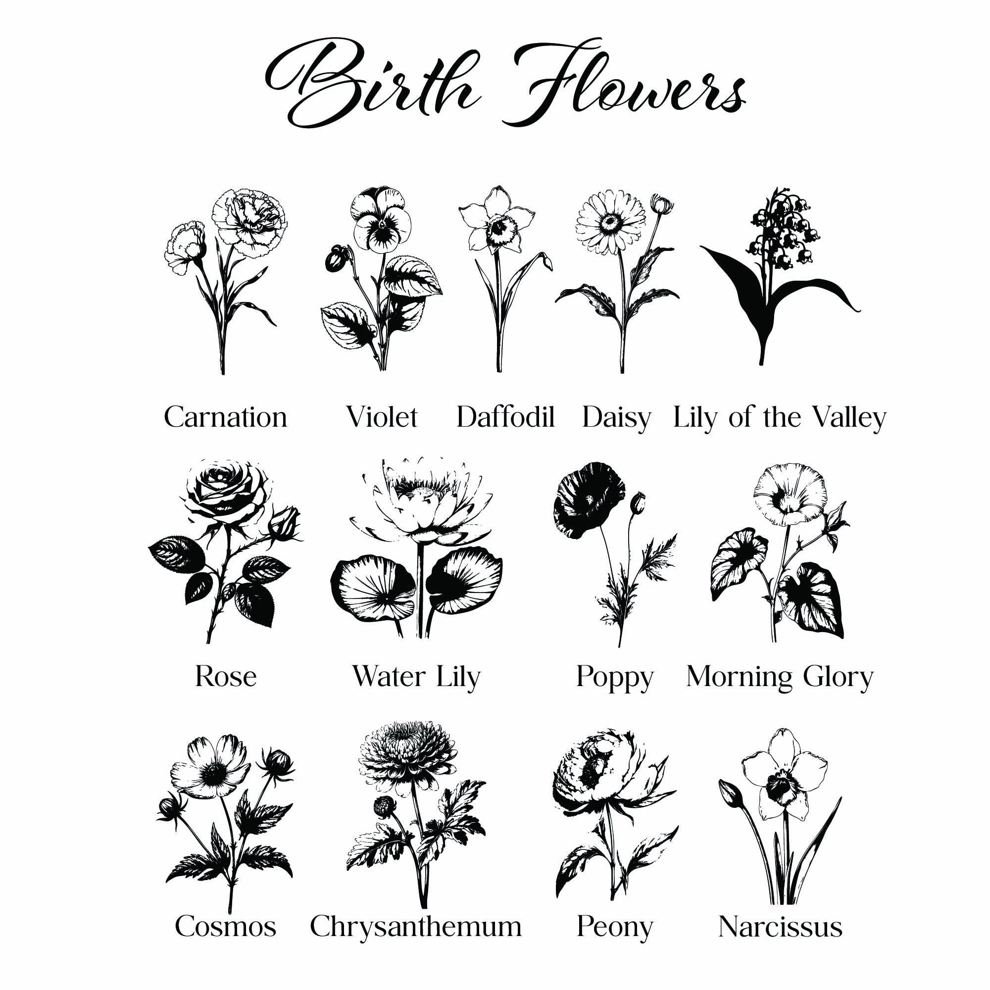 a black and white image of different types of flowers
