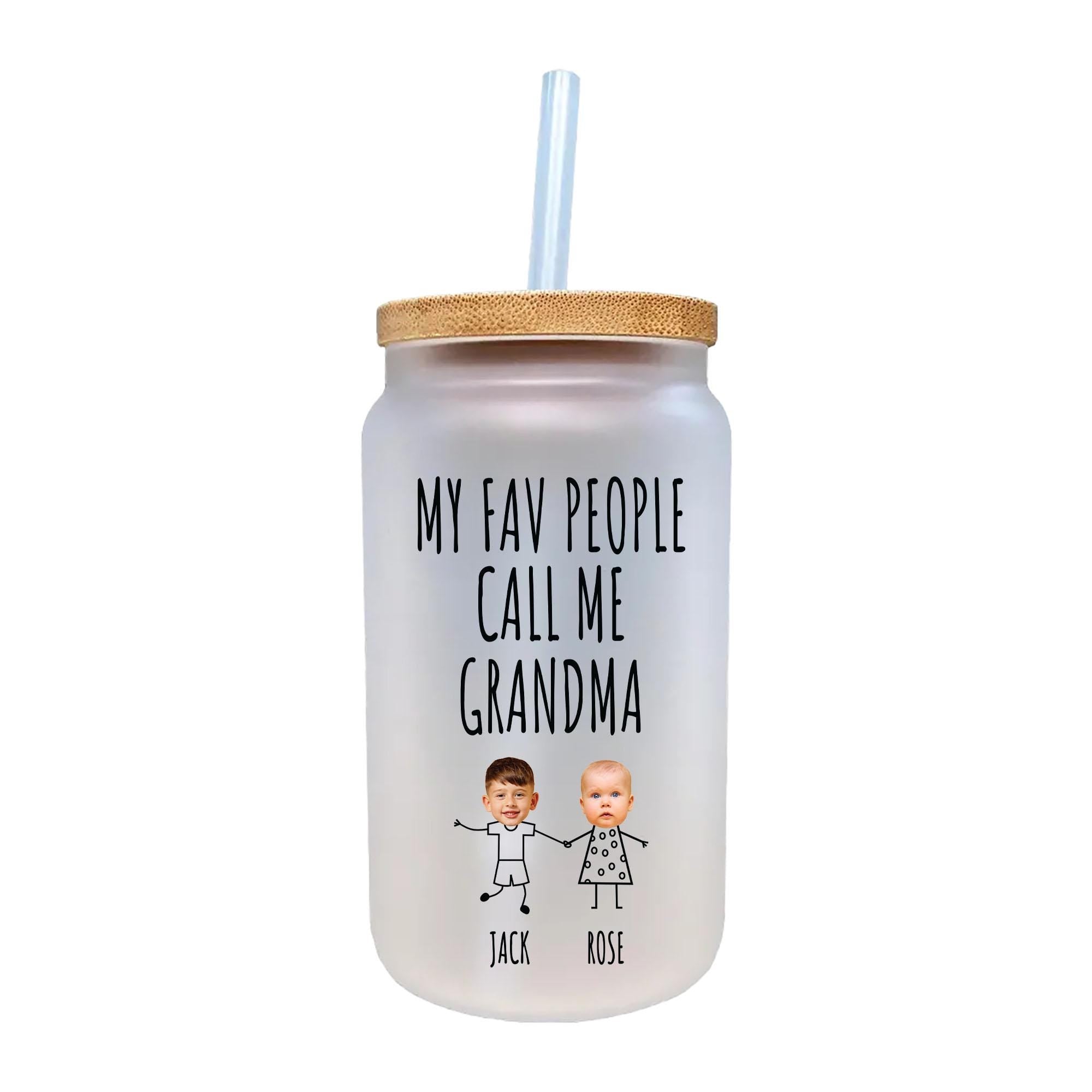 a glass with a straw in it that says, my fav people call me