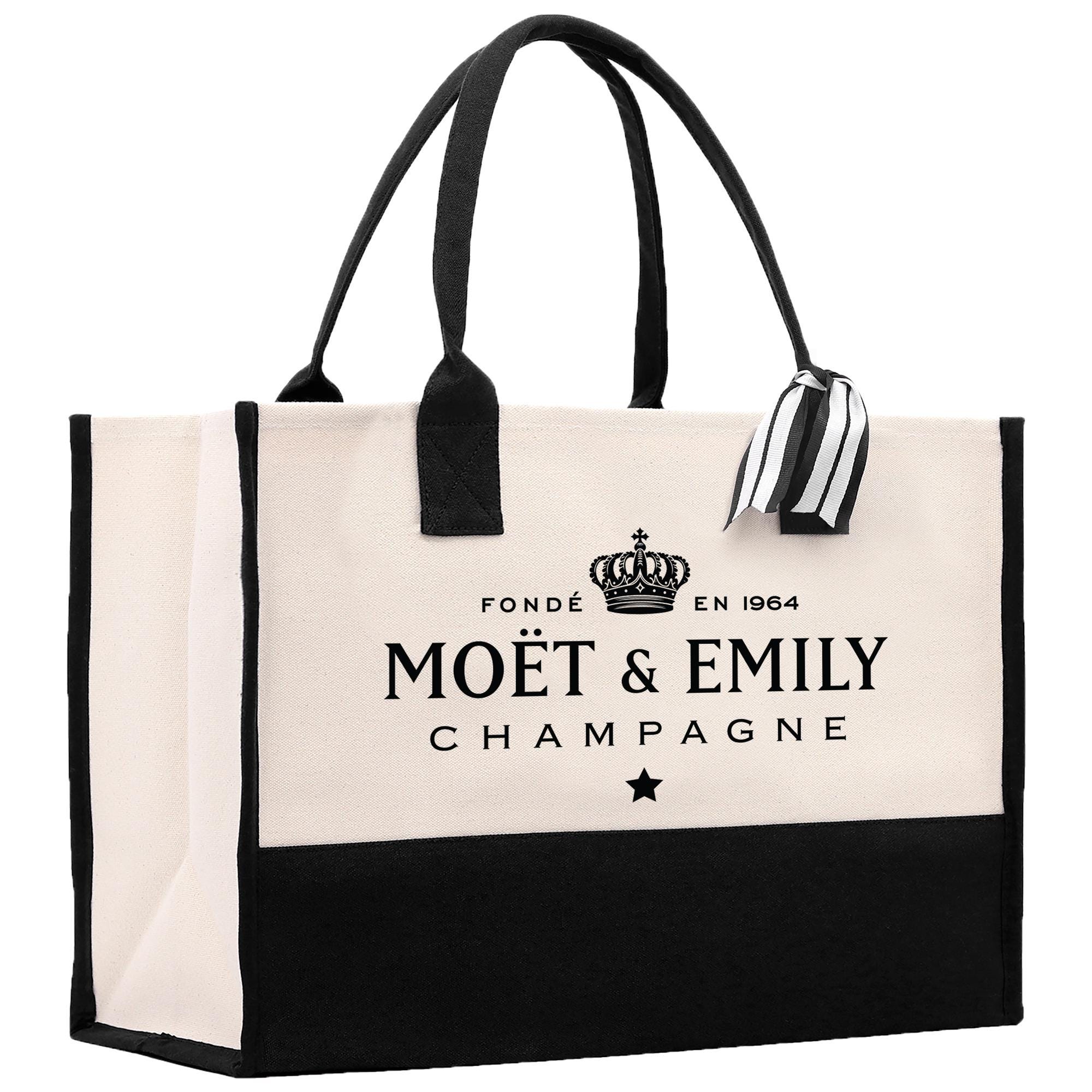 a black and white bag with a crown on it