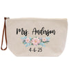 a personalized makeup bag with flowers on it