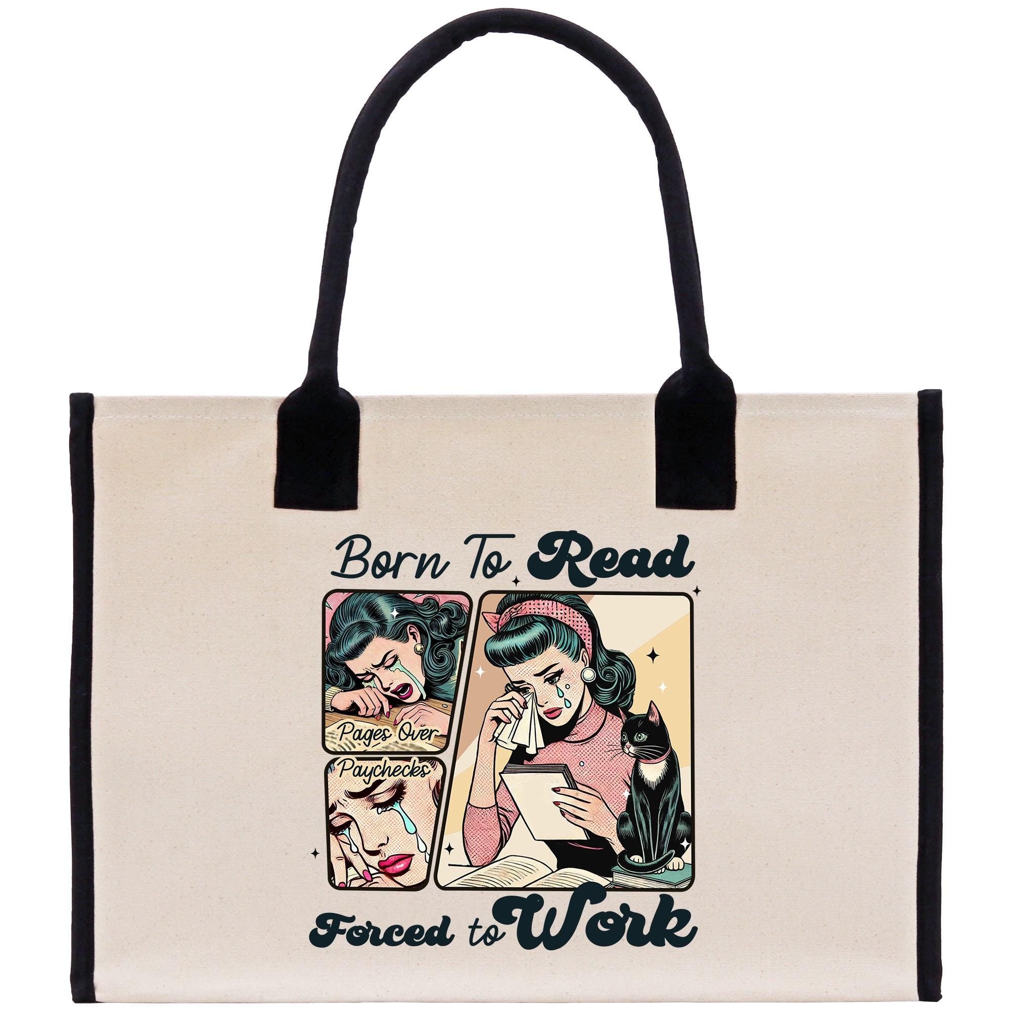 a bag with a picture of a woman reading a book