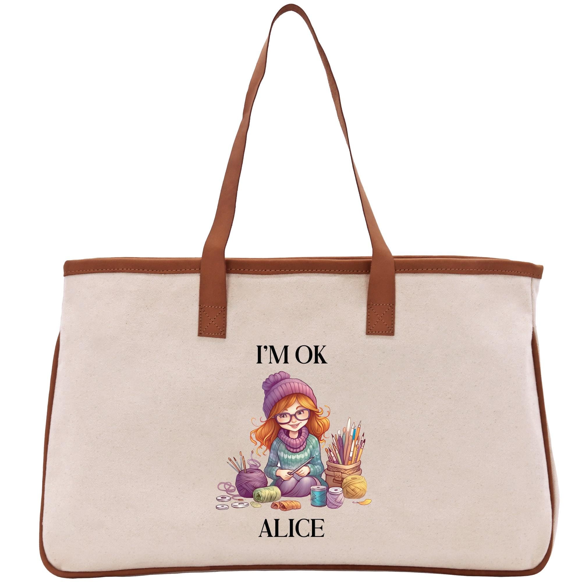 a white bag with a picture of a girl on it