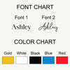 a color chart with various color options, including gold, white, black, blue, and red.