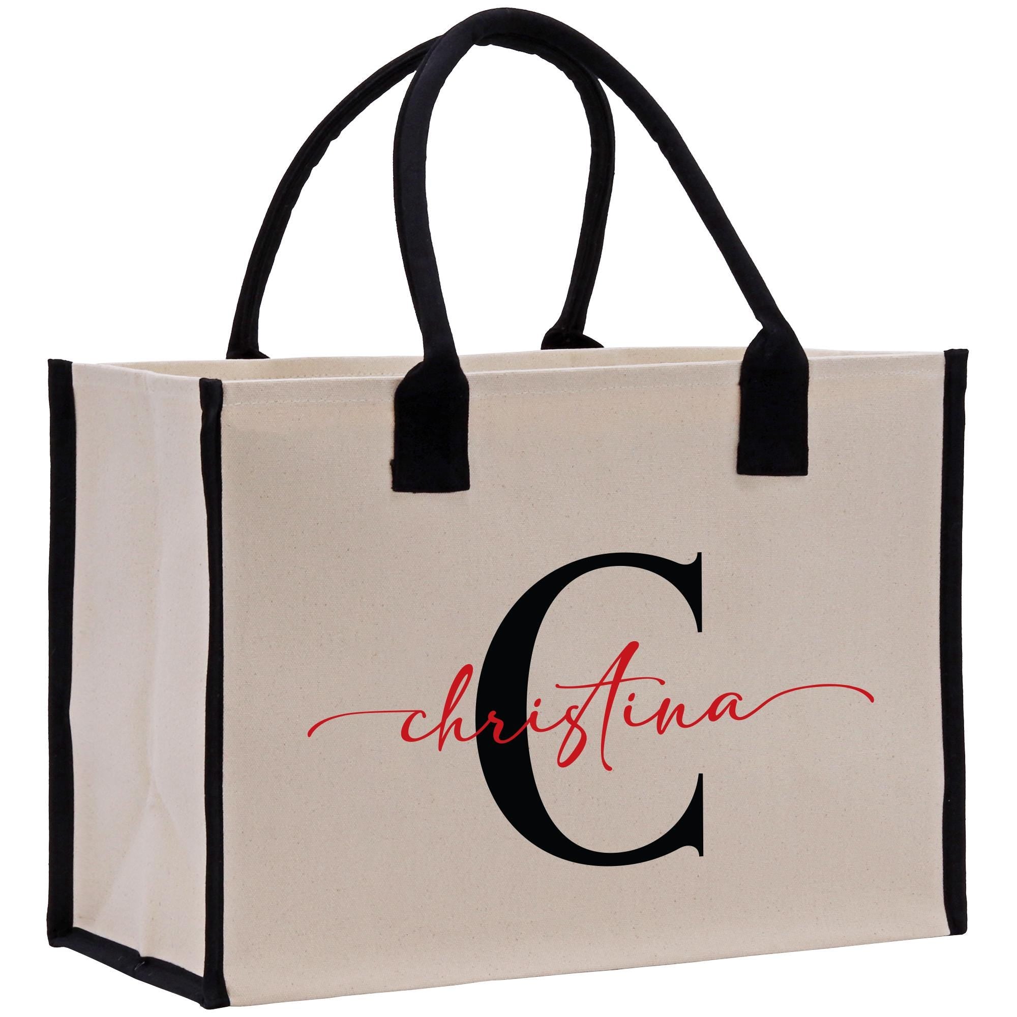 a canvas bag with the letter c on it