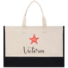 a white and black bag with a starfish on it