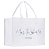 a white shopping bag with the words mrs roberts on it