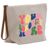 a canvas bag with the words you're sorry here printed on it