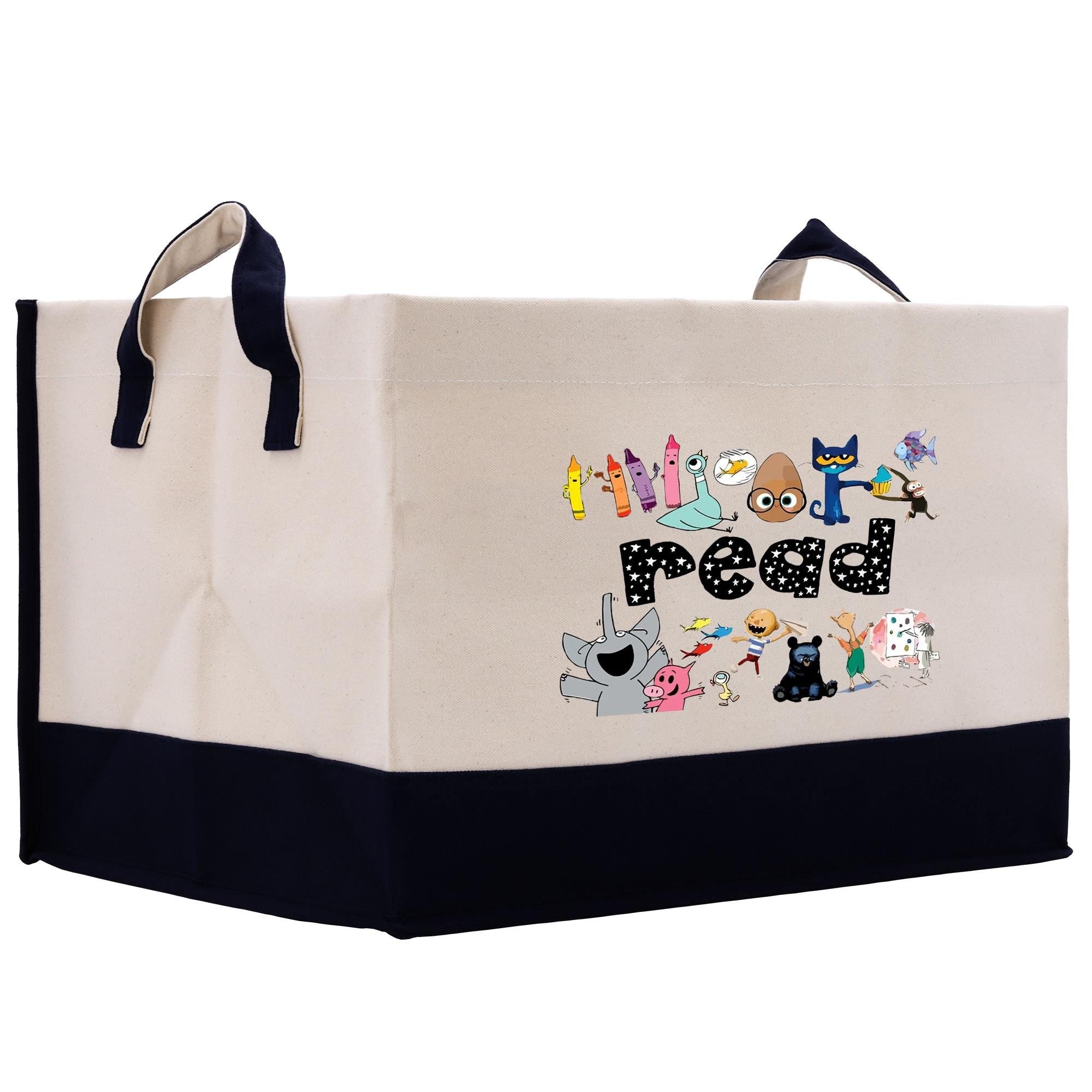 a white bag with a black bottom and a blue bottom