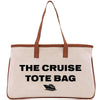 the cruise tote bag has a boat on it