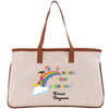 a canvas bag with a cartoon character on it