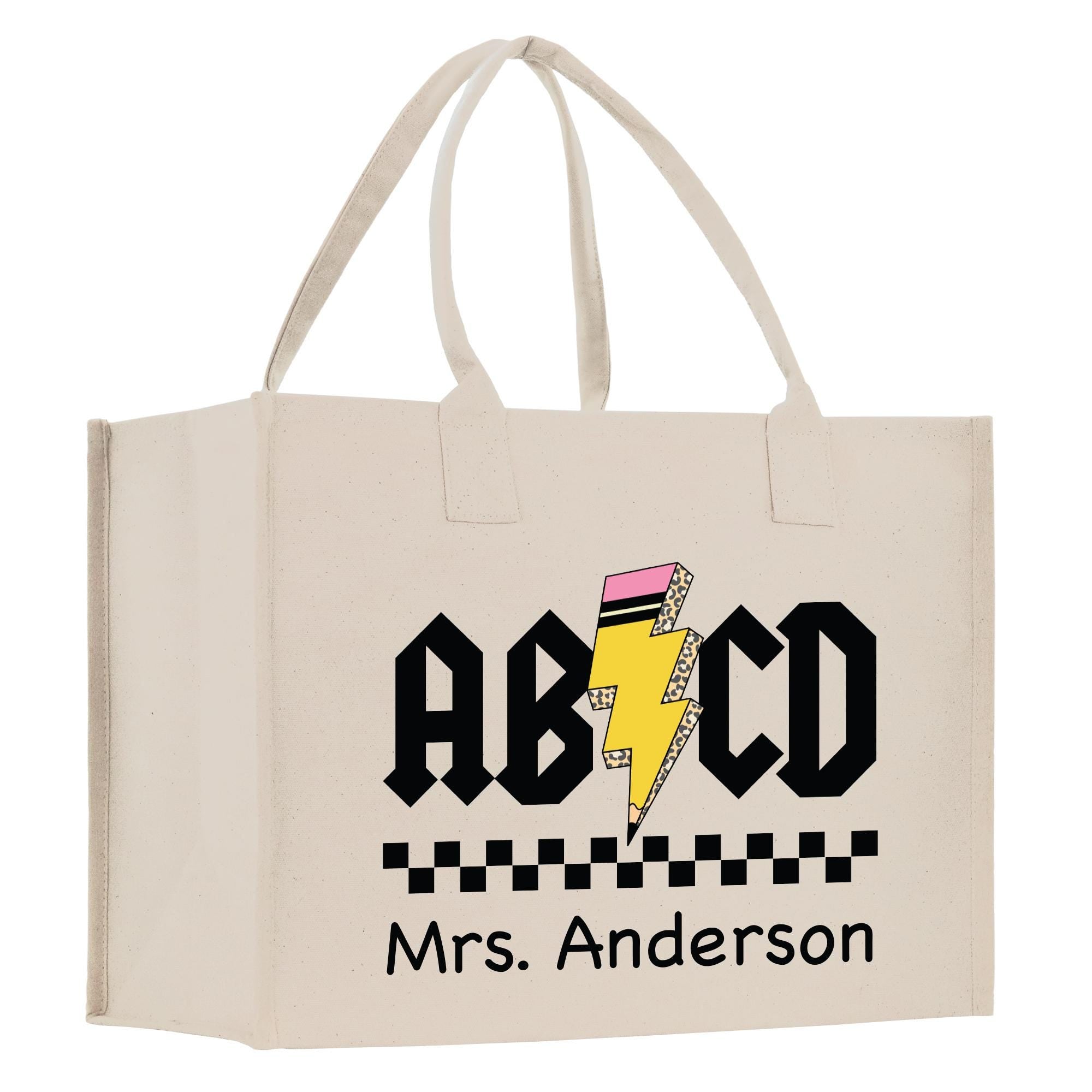 a white shopping bag with a design of a lightning bolt