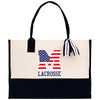 a white and black bag with an american flag on it